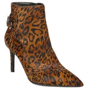 Naturalizer Alaina Cheetah Leopard Print Calf Hair Strappy Detail Boots Size 7.5